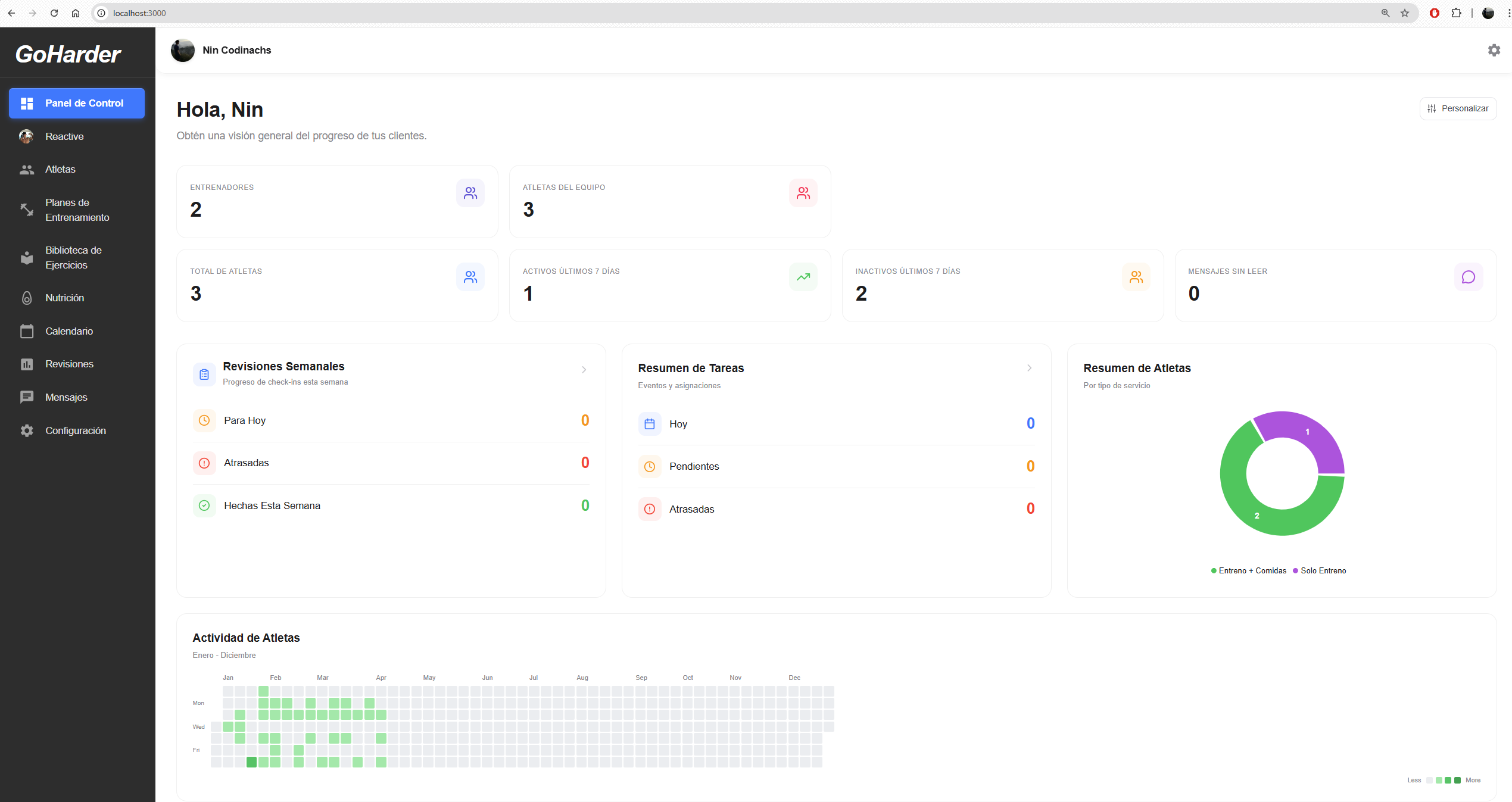 GoHarder trainer dashboard